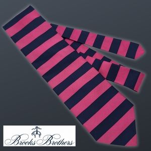 Brooks Brothers Makers Pure Silk Men's Necktie Vintage USA Made Navy & Pink Tie